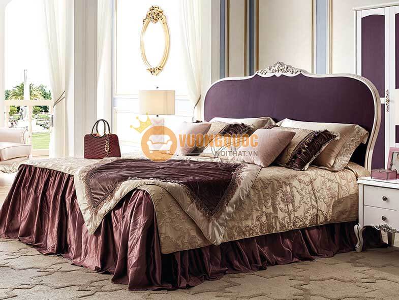 Giường ngủ gỗ gam màu tím lãng mạn TSL G905